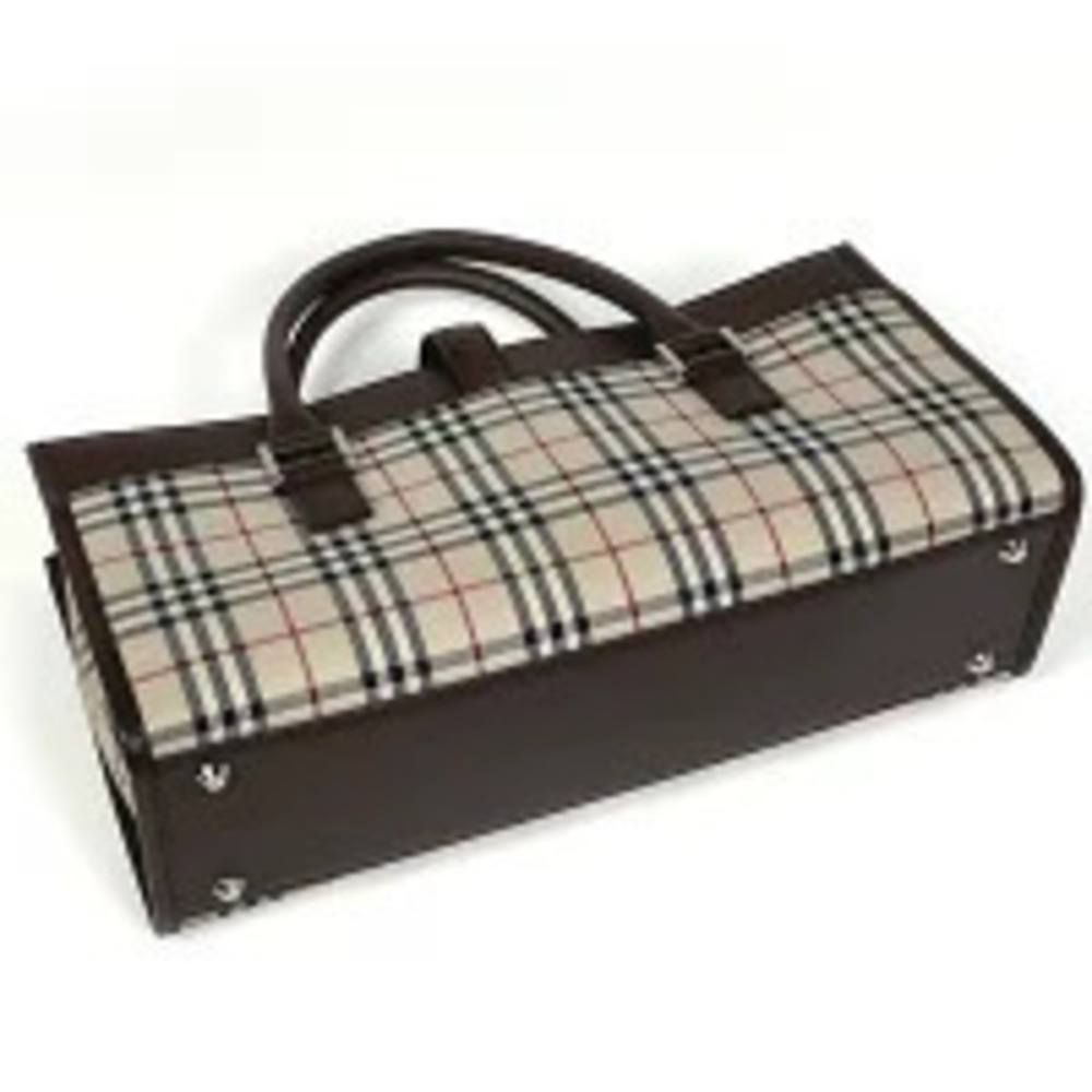 Burberry beige handbag brown check canvas Tan Brown